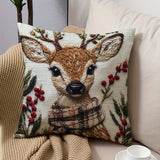 Charming Christmas Reindeer 18x18 Inch Throw Pillow Cover - Soft Short Plush, Machine Washable with Zipper Closure for Cozy Winter Home Decor in Bedroom and Living Room