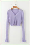 peopleterritory Flare Sleeve Thin Knitting Cardigan T-Shirt DB371