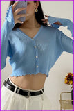 peopleterritory Flare Sleeve Thin Knitting Cardigan T-Shirt DB371