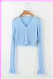 peopleterritory Flare Sleeve Thin Knitting Cardigan T-Shirt DB371