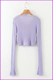 peopleterritory Flare Sleeve Thin Knitting Cardigan T-Shirt DB371