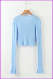 peopleterritory Flare Sleeve Thin Knitting Cardigan T-Shirt DB371