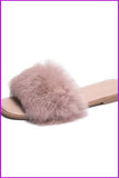 peopleterritory Flat Ladies Fur Slippers