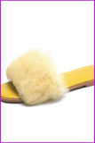 peopleterritory Flat Ladies Fur Slippers