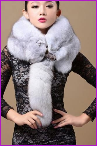 peopleterritory Fox Fur Luxury Collar Scarf/Shawl/Wrap Neck