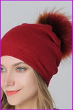 peopleterritory Fox Fur Pompom Mix Colors Cap