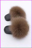 peopleterritory Kids Coffee Fox Fur Sliders F003