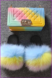 peopleterritory Kids Fluffy Slides & Purse Set F873