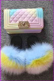 peopleterritory Kids Fluffy Slides & Purse Set F873