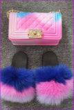 peopleterritory Kids Fluffy Slides & Purse Set F873