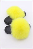 peopleterritory Kids Yellow Fox Fur Sliders F003