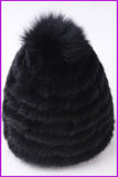 peopleterritory Knitted Mink Fur PomPoms Hats Fur Hat