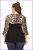 peopleterritory Leopard Print Long Sleeve Plus Size T-Shirt DA4050