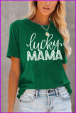 peopleterritory Letter Printed Casual Green T-Shirt For Women