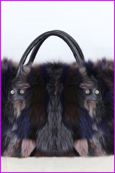 peopleterritory Luxury Real Fox Fur Handbag DF066