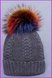 peopleterritory Multi Colored Raccoon Fur And Knited Hat DY1727