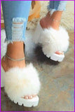 peopleterritory Party High Heel Sandals Fur Women Plush Shoes F1724