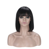 Pixie Cut Bob Wigs Peruvian Straight Short Human Hair Fringe Wig With Bangs For Women