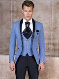 Handsome Navy Blue One Button Shawl Lape Wedding Groom Tuxedos Men Suits Wedding/Prom/Dinner Man Blazer(Jacket+Tie+Vest+Pants) 03