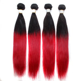 Brazilian Straight Hair Weave Ombre Human Hair Weft Two Tone Color 100 Peruvian Hair Bundles 1B/27 1B/30 1B/99j 1B/Red