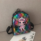 Kids Backpack Cartoon LOL Sequins Securely Attached Teenagers Anime Kids Student School Bag Travel Bling Rucksack Bags For Children