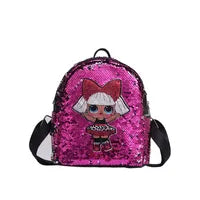 Kids Backpack Cartoon LOL Sequins Securely Attached Teenagers Anime Kids Student School Bag Travel Bling Rucksack Bags For Children