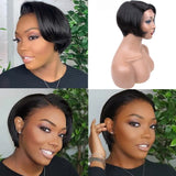 Sapphire Short Pixie Lace Wigs Pixie Cut Wig Straight Brazilian Remy Hair 150% Density Machine Made Human Hair Wigs For Women