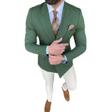 Handsome Dark Green Men Wedding Tuxedos Double Breasted Groom Jacket Suits Party Prom Blazer Clothes Business Wear One Piece