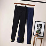 Women Imitation Denim Pencil Pants Stretch High Waist Plus Size Skinny Outwear Leggings Female Casual Trousers 210915