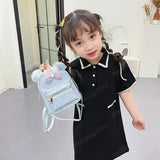 Girls Backpacks Kids School Bags Clear Sequin Leather Book Backpack Cartoon Fashion Bows Children Accessories Cute