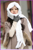 peopleterritory Rabbit Fur Hat with Scarf