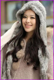 peopleterritory Rabbit Fur Hat with Scarf