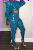 peopleterritory Sequins Blue Two Piece Sets