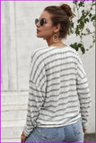 peopleterritory Single-Breasted Tie Wrap Striped Loose T-Shirt DB284