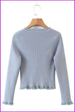 peopleterritory Sweet Style V Neck Long Sleeve Knitting T-Shirt DB364