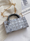 peopleterritory Acrylic Grid Chain Cross Belt Shoulder Bag