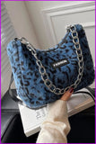 peopleterritory Casual Leopard Fluffy Tote Bag For Women