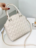 peopleterritory Chic Embossing White Solid Tote Bag For Ladies