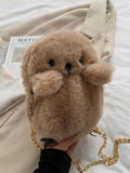 peopleterritory Cute Lovely Fluffy Chain Women Shoulder Bag