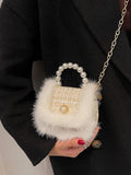 peopleterritory Faux Pearl Ladies Patchwork Hasp Shoulder Bag