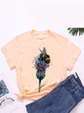 peopleterritory Printed Casual Trendy Easy Match Women T-Shirt