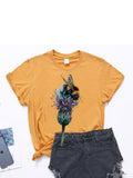 peopleterritory Printed Casual Trendy Easy Match Women T-Shirt