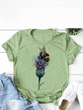 peopleterritory Printed Casual Trendy Easy Match Women T-Shirt