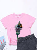 peopleterritory Printed Casual Trendy Easy Match Women T-Shirt