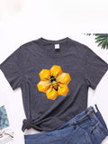 peopleterritory Summer Bee Art Print Casual Short Sleeve T-Shirt