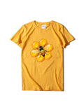 peopleterritory Summer Bee Art Print Casual Short Sleeve T-Shirt