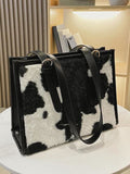 peopleterritory Versatile Grid Cow Print Zebra Tote Bag