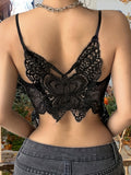 peopleterritory Butterfly Pattern Lace Cami Top KF4120