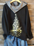 peopleterritory Christmas Tree Pattern Drawstring Hoodie PE5201