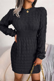 peopleterritory Fashion Casual Solid Patchwork O Neck Long Sleeve Dresses YR0240